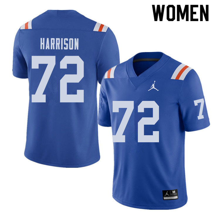 Jordan Brand Women #72 Jonotthan Harrison Florida Gators Throwback Alternate College Football Jersey - Click Image to Close
